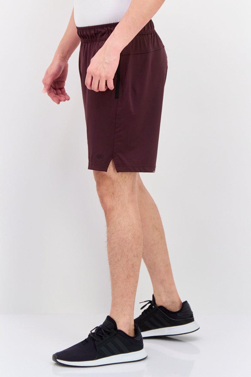 Legend Men Sportswear Fit Drawstring Training 7 Inseam Shorts, Maroon - Image 2